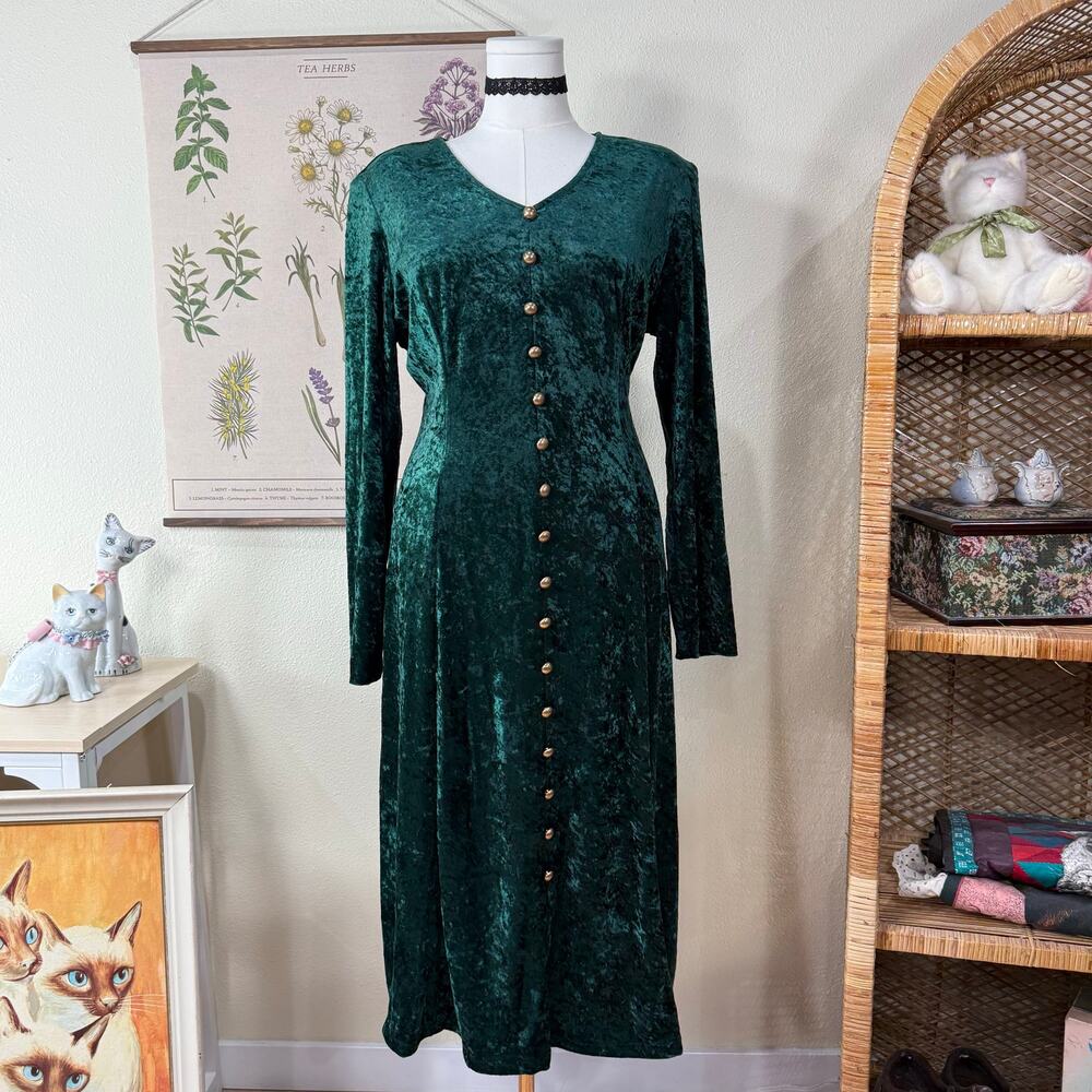 Vintage 80 90s Velvet Lace Up Back Dress Whimsigoth Witchy Romantic Goth Fairy M